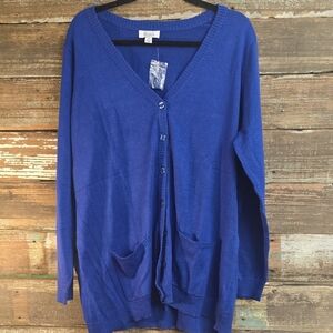D&Co Royal Blue Women's Cardigan, Plus Sizw 1X, NWOT